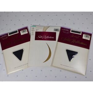 Hanes SILK REFLECTIONS Pantyhose Silky Sheer Reinforced‎ Toe Size CD BLACK Pearl